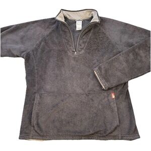 North Face Jacket Women XL Mossbud Fur 1/4 Zip Pullover VTG 1993 Sweater Black